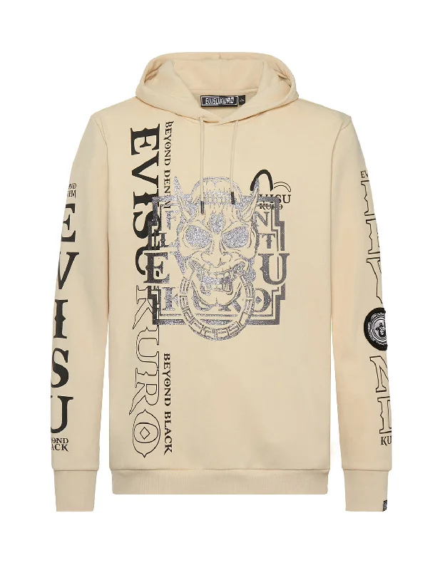 Trendy Pants Glittery Hannya Skull Hoodie with Kamon Badge