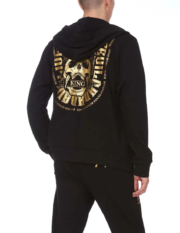 Sleek Hoodies Heraldry Printed Zip-up Hoodie