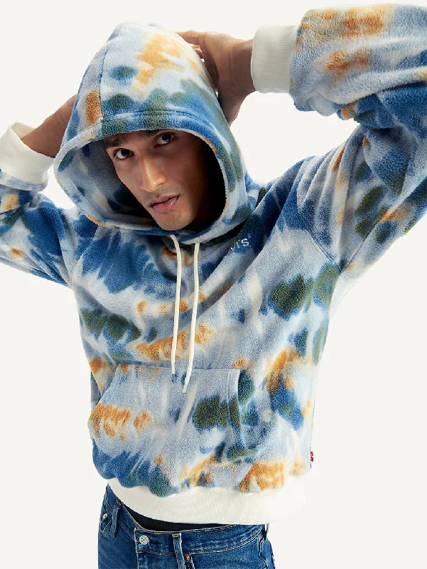 Practical Bottoms Men's Tie-Dye Light-Blue Hooded Sweatshirt