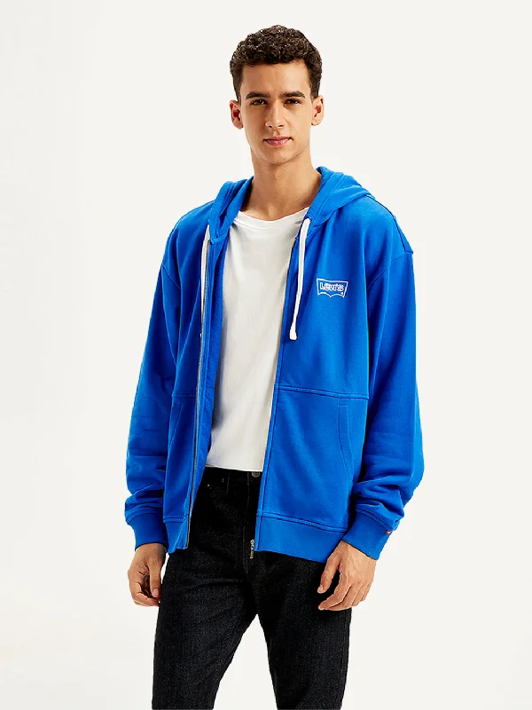 Versatile Tops Men's Solid Blue Hooded Sweatshirt