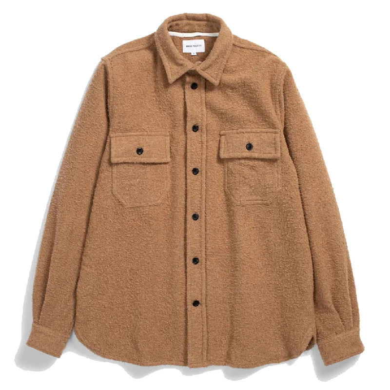 Norse Projects Silas Textured Cotton Wool Overshirt Camel