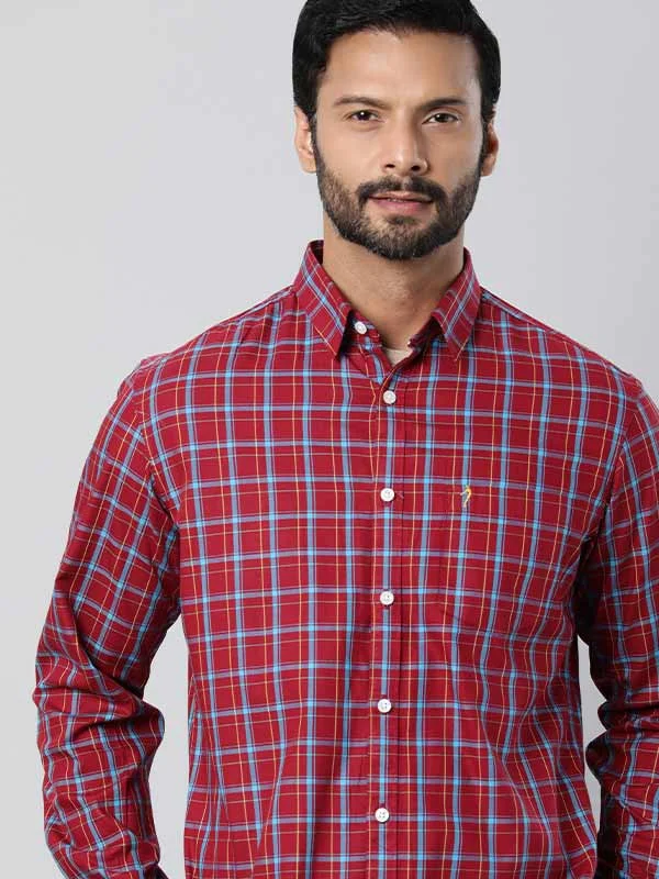 Men Checked Full Sleeve Cotton Blend Shirt