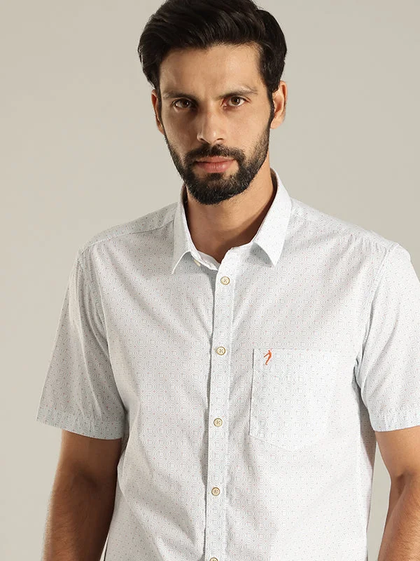 Men Printed Half Sleeve Cotton Shirt