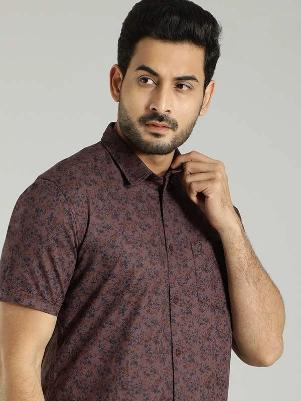 Men Printed Half Sleeve Cotton Shirt