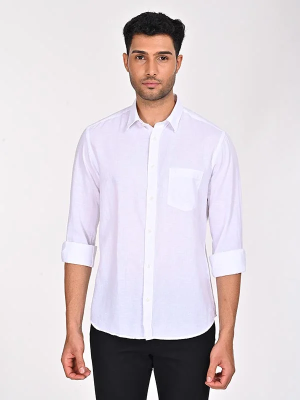 Men Solid Full Sleeve Cotton Blend Shirt