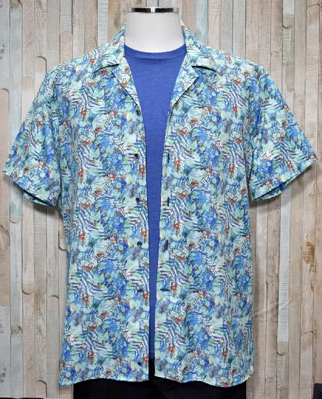 W493S Indigo Floral Camp Shirt