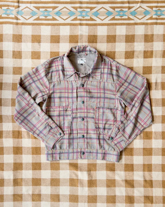 Printed Corral Plaid Tencel Ranch Jacket - Nutmeg