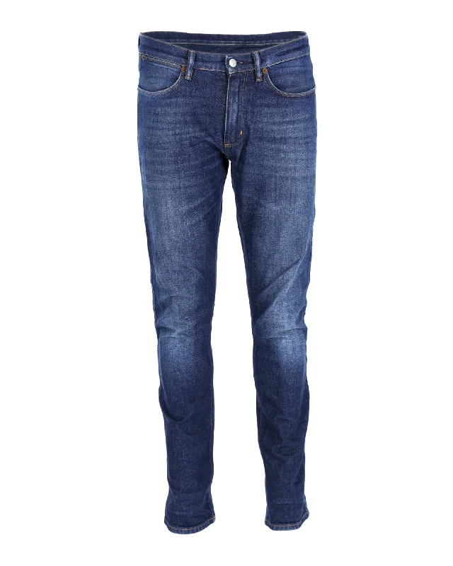 Acne Studios Max Slim Fit Jeans in Dark Blue Cotton Denim