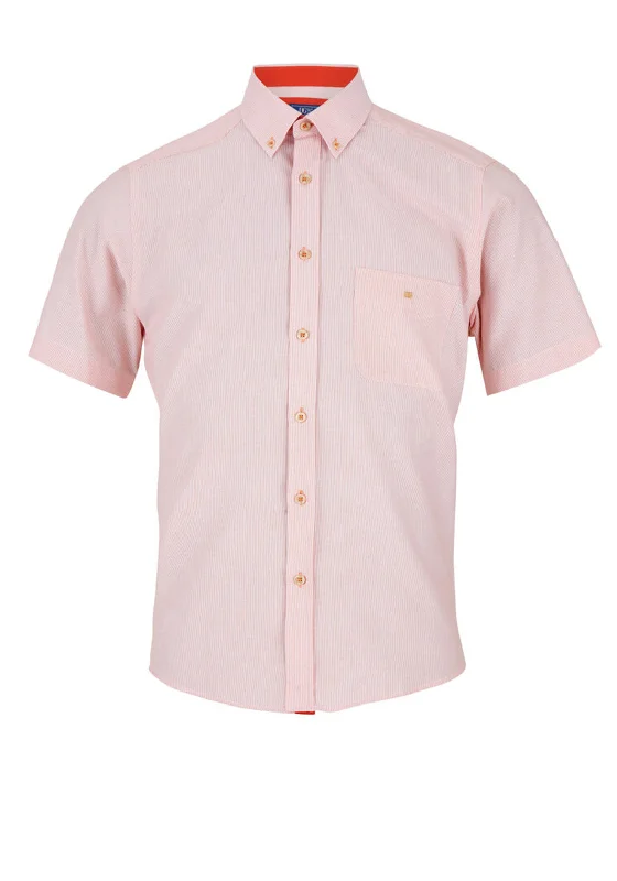 Daniel Grahame Ivano Stripe Short Sleeve Shirt, Orange