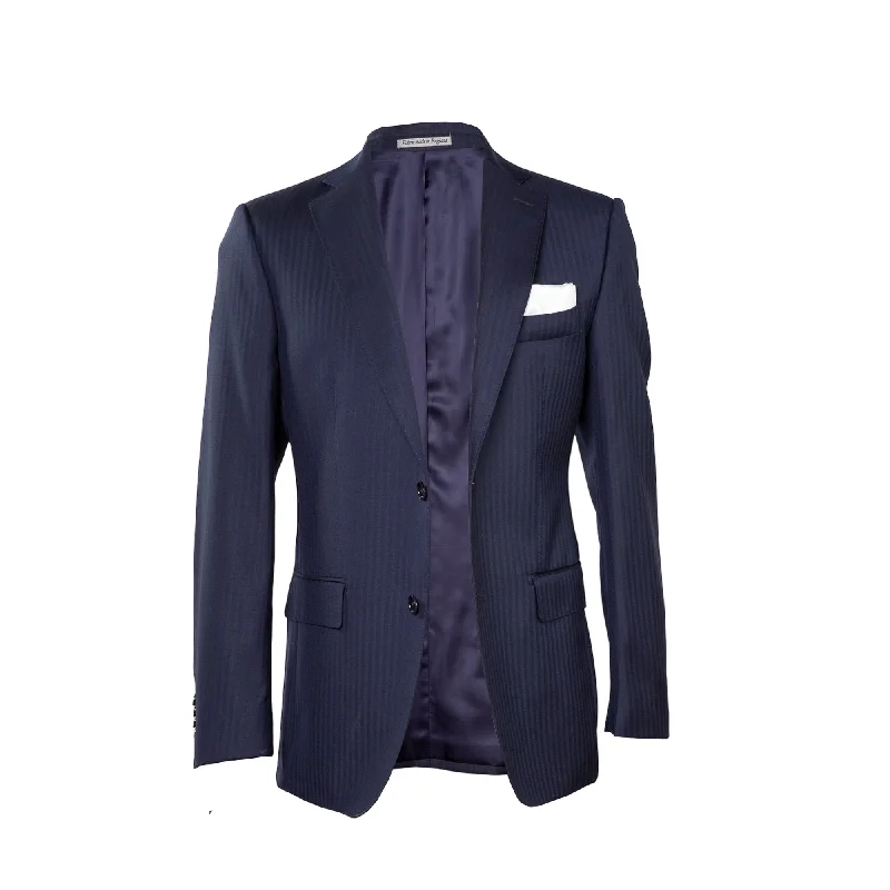 HENRY SARTORIAL Herringbone Suit NAVY REG