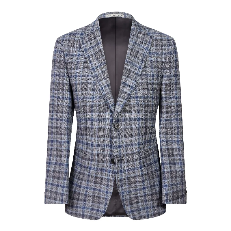 HENRY SARTORIAL x DORMEUIL Dun Full Canvas Check Blazer GREY/SKY REG