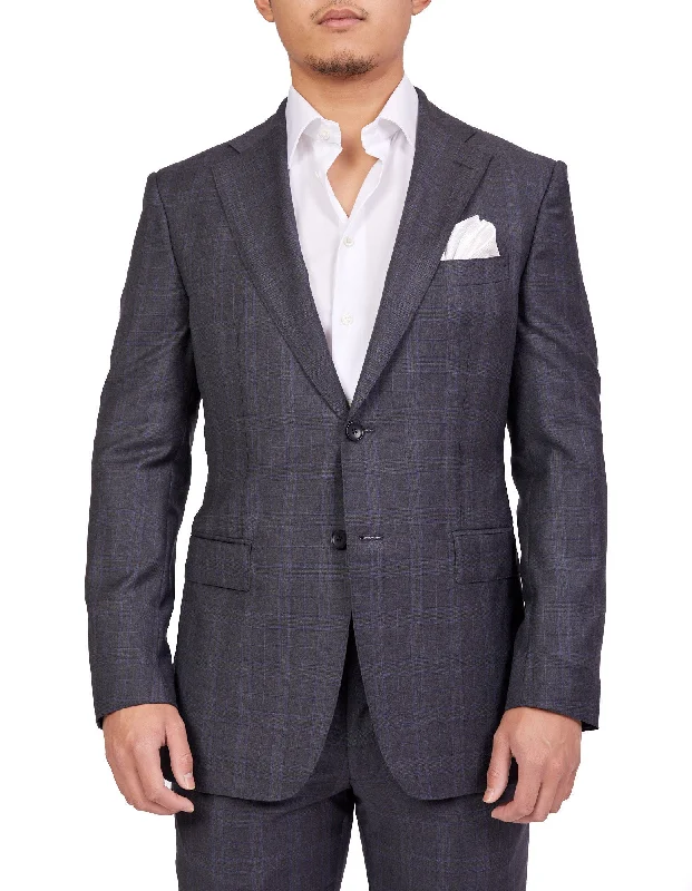 HENRY SARTORIAL Dun Full Canvas Check Suit GREY LG