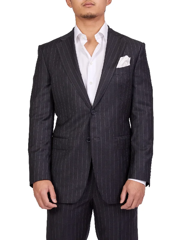 HENRY SARTORIAL Dun Full Canvas R-Stripe Suit CHARCOAL REG