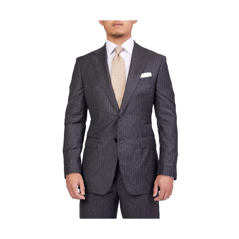 HENRY SARTORIAL Dun Full Canvas Stripe Suit CHARCOAL REG