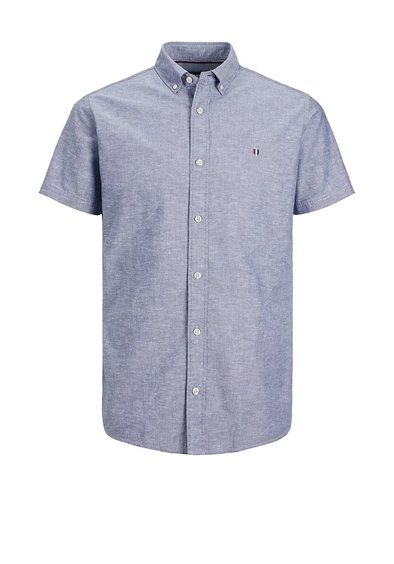 Jack & Jones Summer Linen Short Sleeve Shirt, Faded Denim