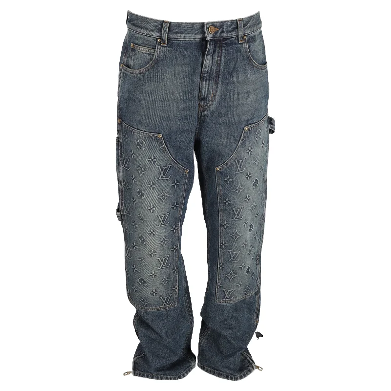 Louis Vuitton Monogram Workwear Denim Carpenter Pants in Blue Cotton