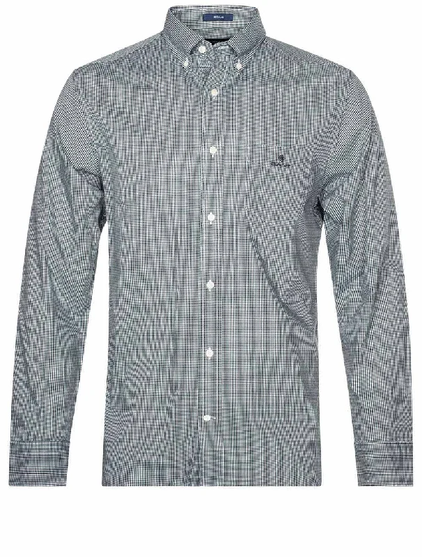 Regular Fit Poplin Micro Gingham Shirt Eden Green