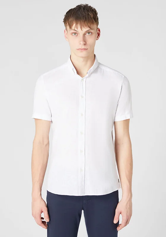 Remus Uomo Ashton Linen Blend Short Sleeve Shirt, White