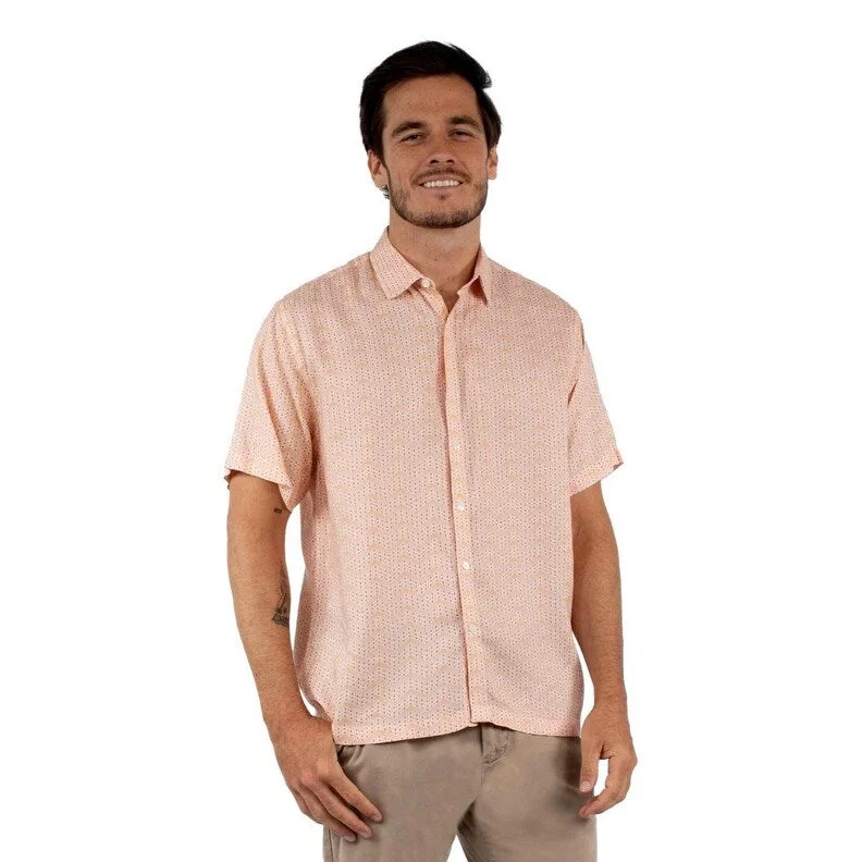 Scully Western Shirt Mens Short Sleeve Print Button Peach F0_5397