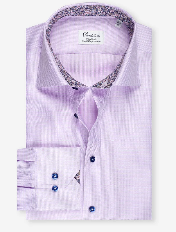 Pattern Inlay Fitted Shirt Purple