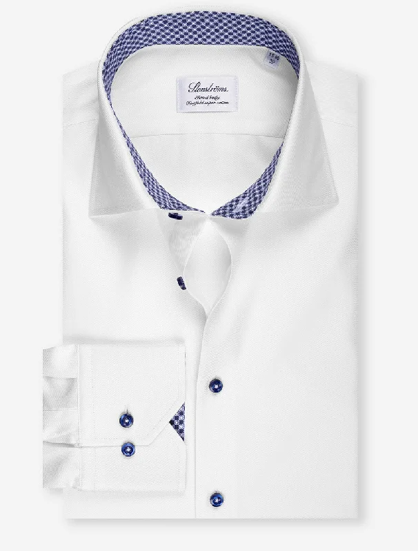 Twill Inlay Fitted Shirt White