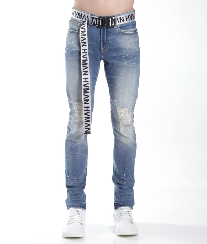 Strat Super Skinny Fit Jean W/White Belt In Lichen