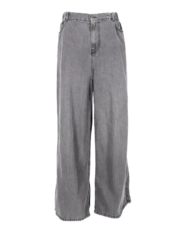 The Franke Shop Wide Leg Jeans in Grey Cotton