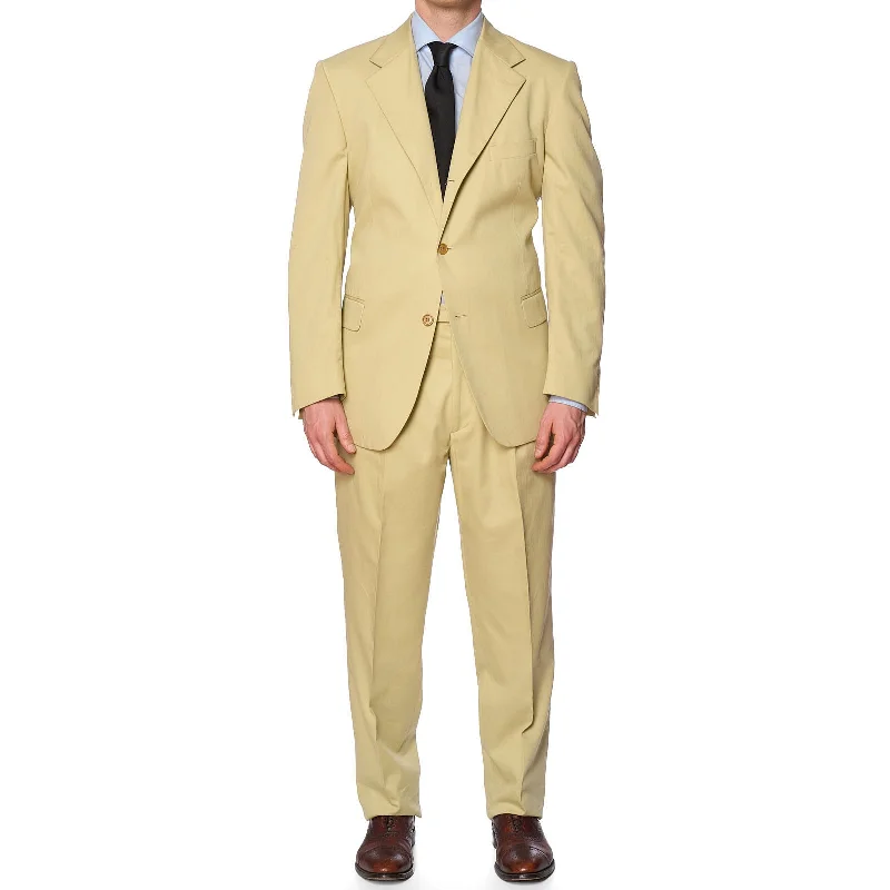 VANNUCCI Milano Tan Cotton Spring-Summer Suit EU 54 NEW US 42