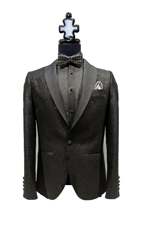 Vercini Black Sparkling Floral Tuxedo