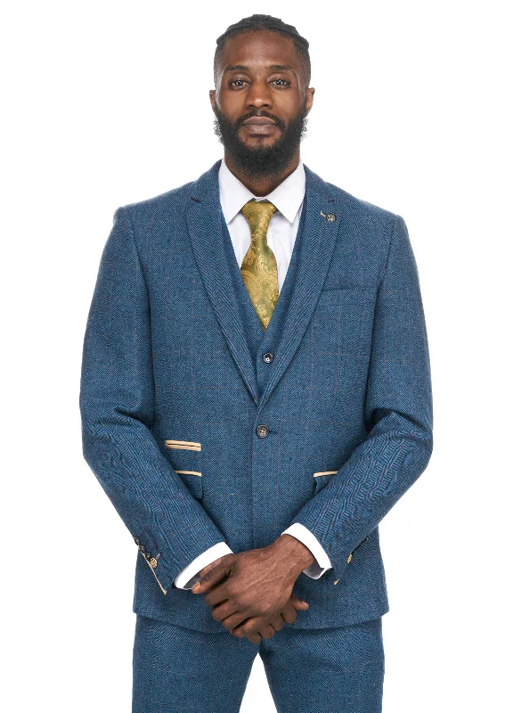 Dion Blue Vintage Tweed Blazer | Wedding Wear | Office Wear