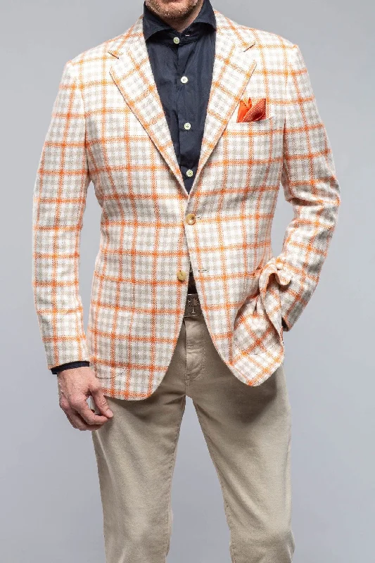 Eagan Cashmere Sport Coat in Cream and Orange