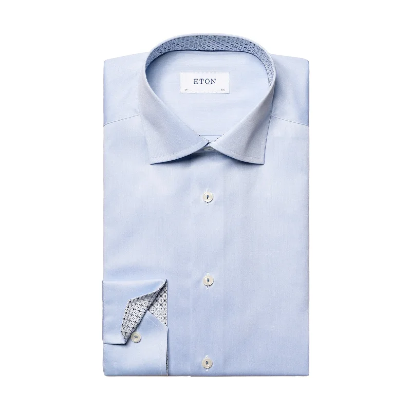 Eton - Contemporary Fit Pattern Trim Shirt in Blue