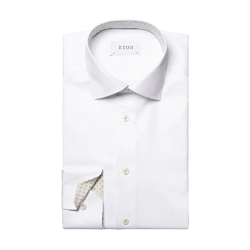 Eton - Contemporary Fit Pattern Trim Shirt in White