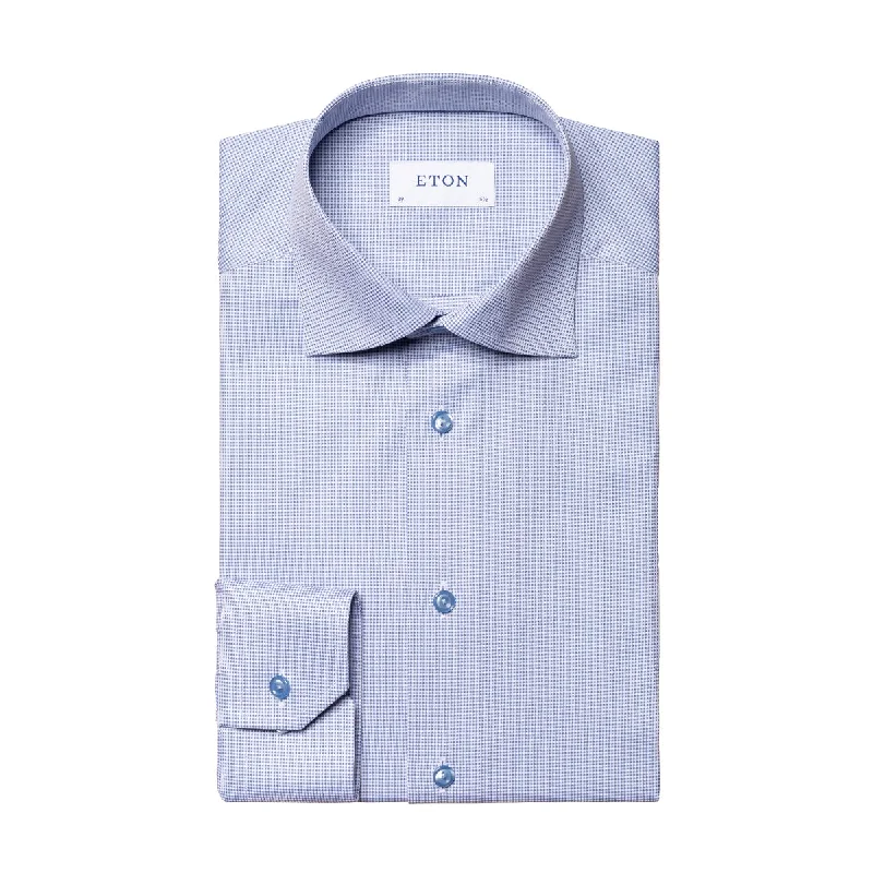 Eton - Contemporary Fit Pin Dot Shirt in Blue