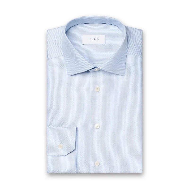 Eton - Contemporary Fit Striped Shirt in White/Blue