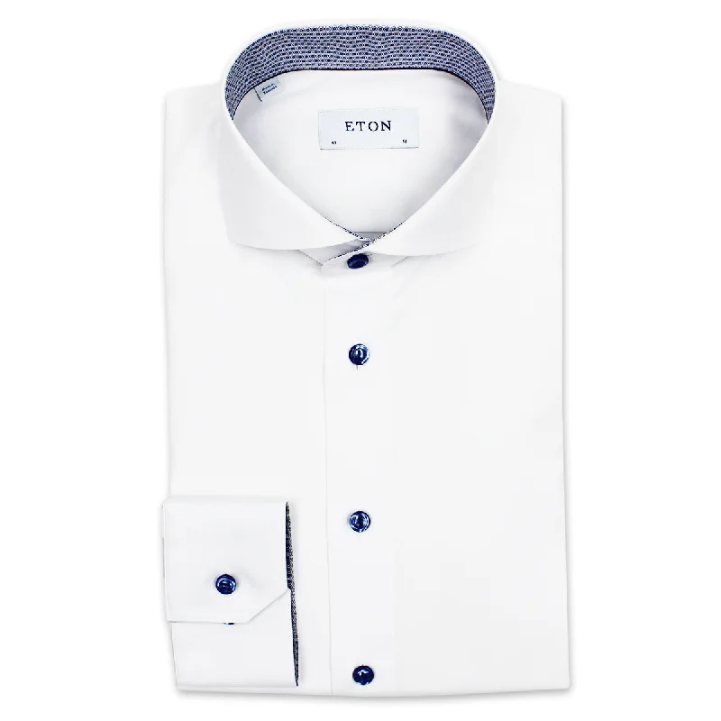 Eton - Slim Fit Circle Trim Shirt in White