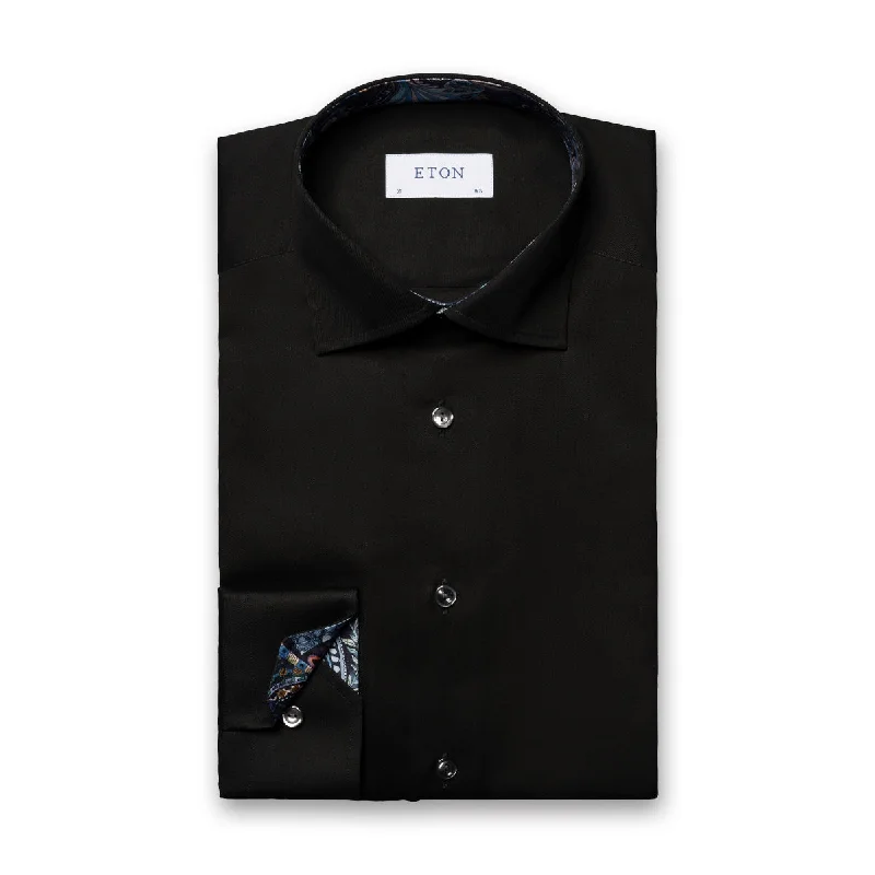 Eton - Slim Fit Floral Effect Shirt in Black