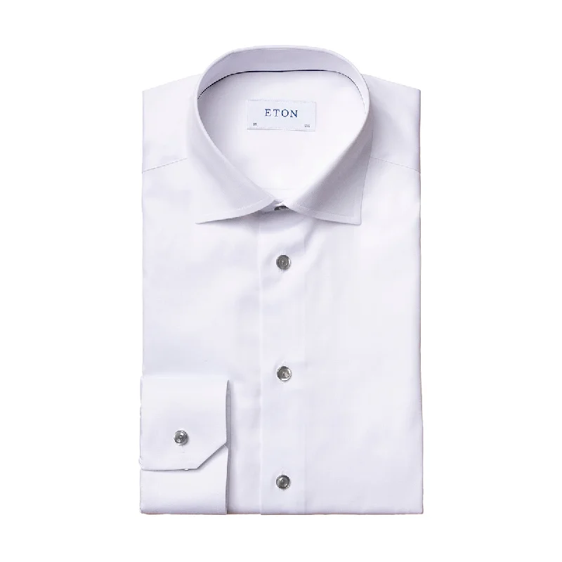 Eton - Slim Fit Grey Button Shirt in White