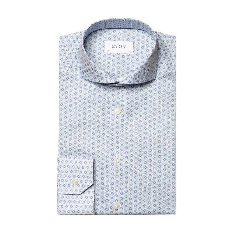 Eton - Slim Fit Patterned Shirt in Blue