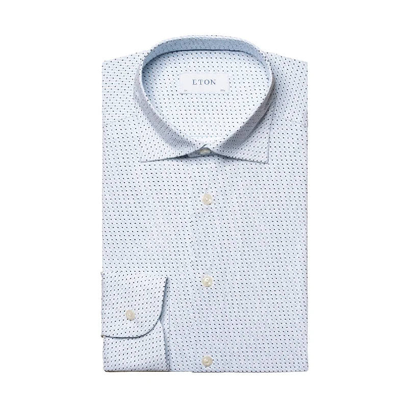 Eton - Slim Fit Patterned Shirt in White/Blue