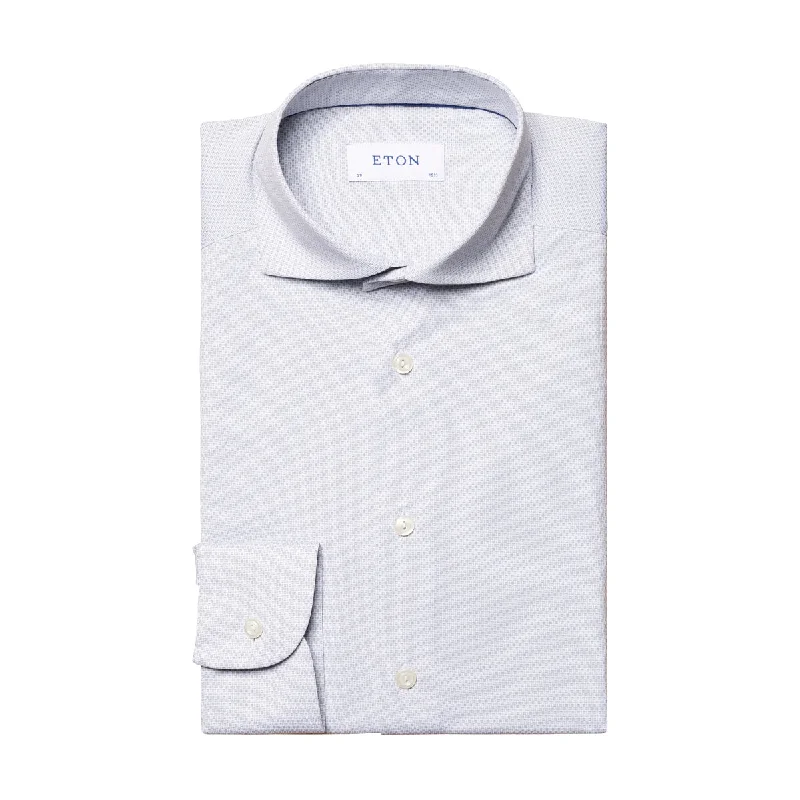 Eton - Slim Fit Textured Four-Way Stretch Shirt in Navy