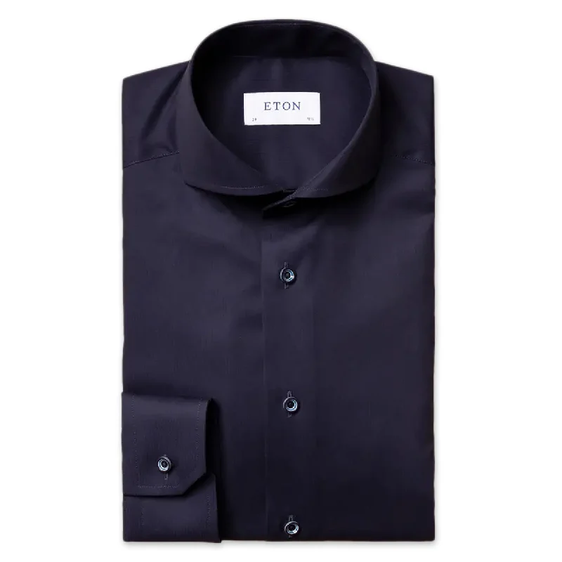 Eton - Slim Fit Twill Shirt in Navy