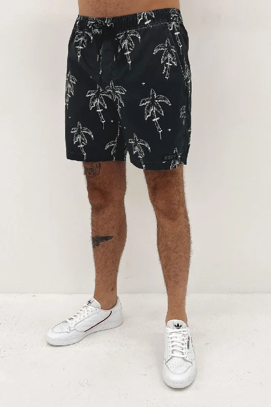 Force Beach Short Black White Print