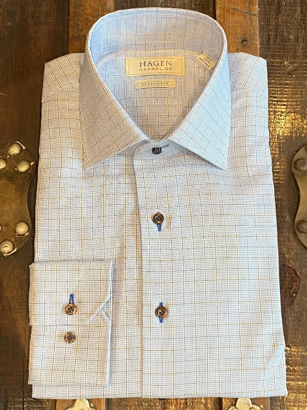 Hagen Carmel Blue/Brown Graph Dress Shirt