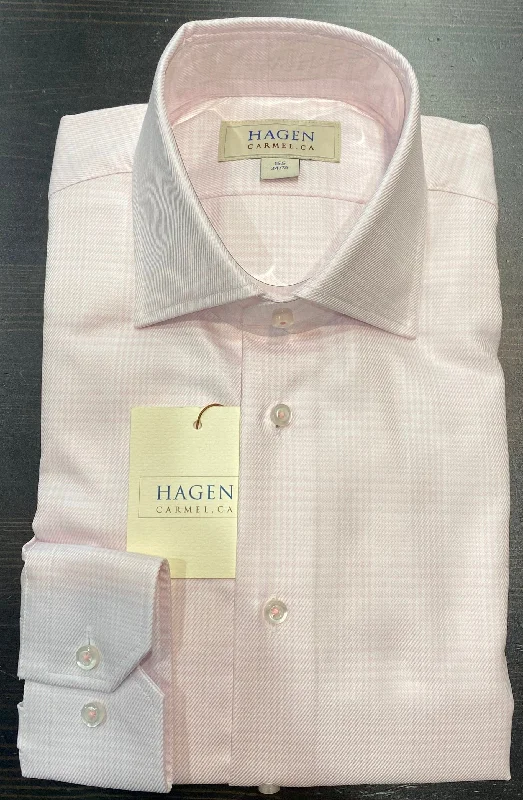 Hagen Carmel Soft Pink Plaid Dress Shirt