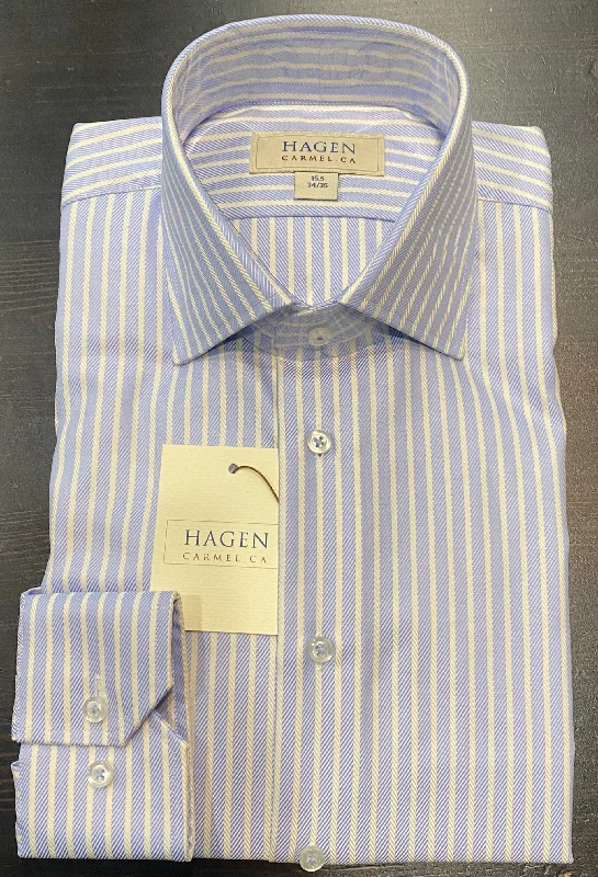 Hagen Carmel Light Blue Striped Dress Shirt