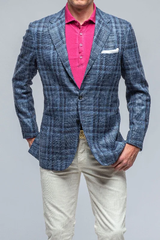 Le Barroux Blue and Navy Dark Check Jacket