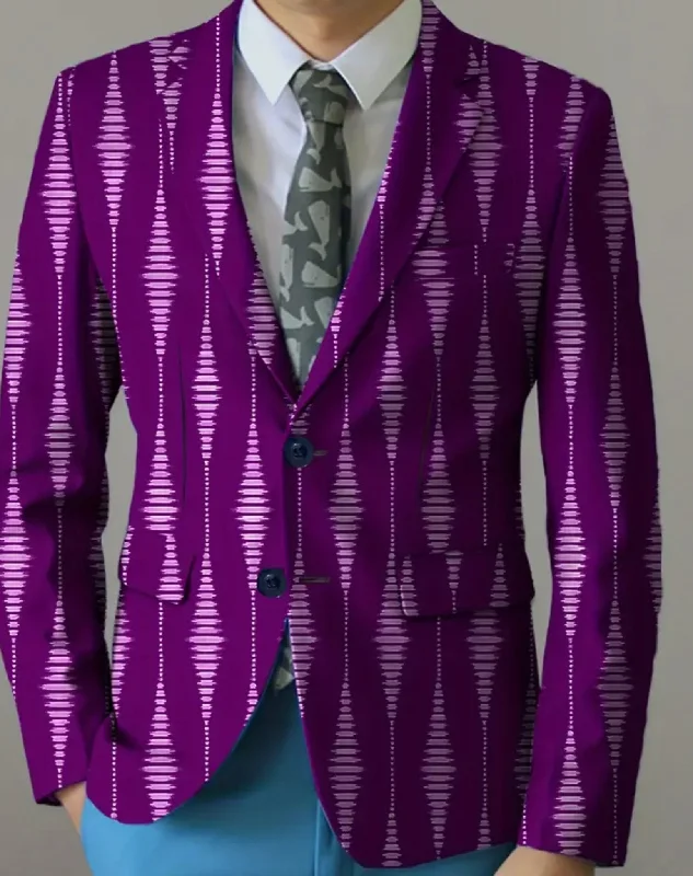 Men's Slim Fit Fashion Long Sleeves Blazer With Geometric Pattern Print-FP367546