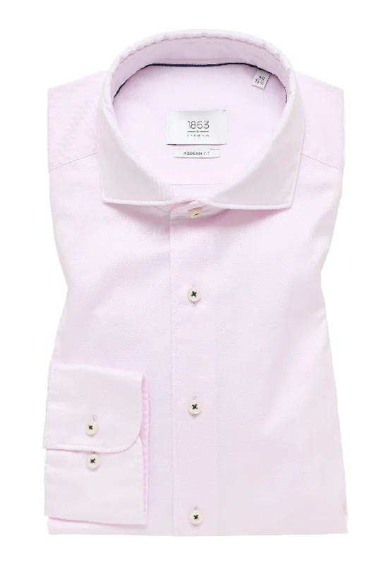 'Soft Luxury Shirt' In Pink - Modern Fit - Two Ply Cotton Twill Everyday Shirt with Cutaway Collar by Eterna 1863