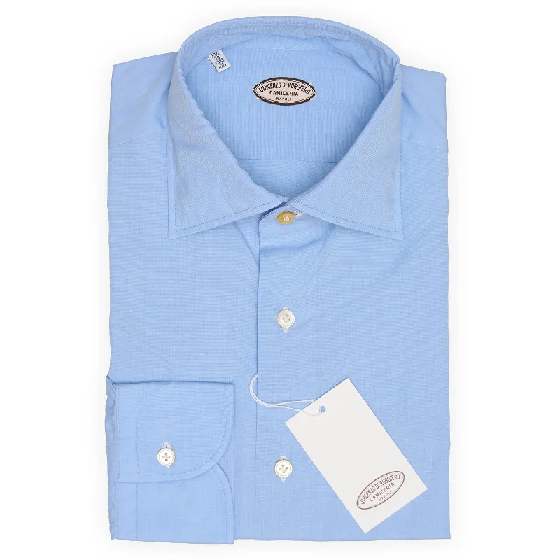 VINCENZO DI RUGGIERO Blue Cotton Dress Shirt EU 39 NEW US 15.5